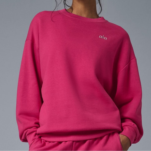 NWT ALO YOGA Accolade Crew Neck Pullover Pink Summer Crush - Picture 1 of 6